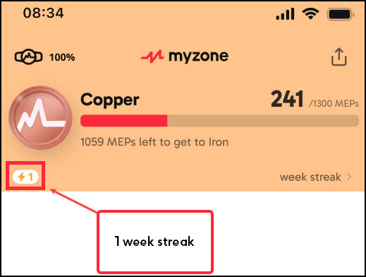 1 week streak on status bar